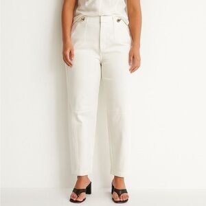Tanya Taylor white high waist straight leg ankle jeans